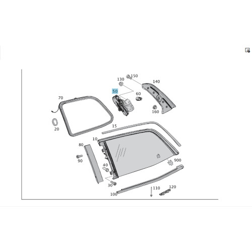 Mercedes-Benz A1666700004 Выдвижной привод задней левой форточки кузова GL/GLS X166