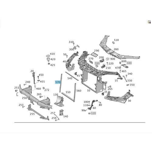 Mercedes-Benz A1666890398 Right radiator panel seal ML/GLE W166 GL/GLS X166