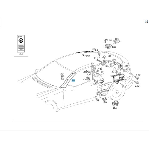 Mercedes-Benz A2036902925 7E71 Обшивка стойки "А" слева серая CL203 Sportcoupe CLC C203
