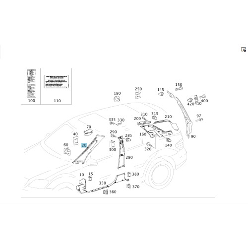 Mercedes-Benz A1646900325 7H21 Обшивка стойки "А" слева серая ML W164 GL X164