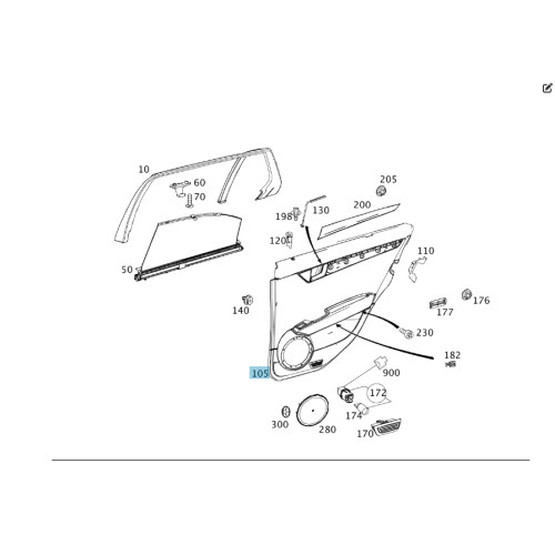 Mercedes-Benz A2047304262 9D88 Внутренняя ручка - подлокотник черный задней левой двери C-Class W204 C-Class Estate S204