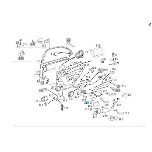Mercedes-Benz A2207370728 1434 Накладка бежевая над пепельницой задней левой двери S-class short W220 S-class long V220