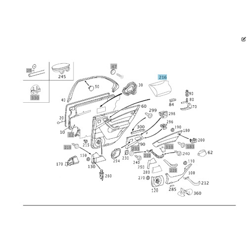 Mercedes-Benz A2207374588 9B51 Накладка внутренней ручки открытия задней левой двери цвет антрацит S-class short W220