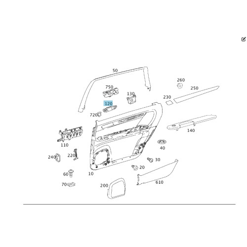 Mercedes-Benz A2517660364 9051 Накладка черная на внутреннею ручку открытия задней левой двери R-class short W251 R-class long V251