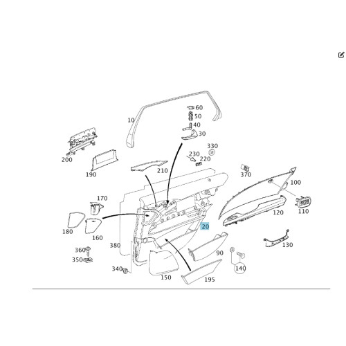 Mercedes-Benz A2117302796 9F35 Карта задней левой двери черная Avangarde E-class W211 E-class S211