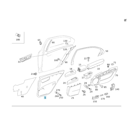 Mercedes-Benz A2217301579 7J32 Карта задней левой двери серая кожа S-class short W221