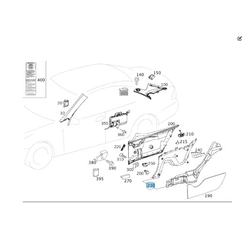 Mercedes-Benz A2096907925 9D11 Нижняя левая боковая обшивка пространства заднего пассажира цвет "антрацит" CLK Coupe C209