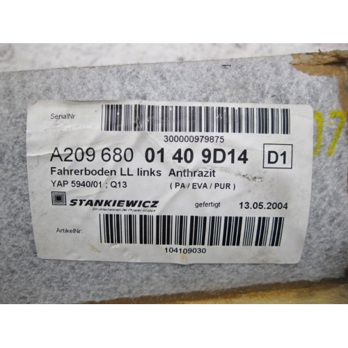 Mercedes-Benz A2096800140 9D14 Ковёр салона цвет "антрацит" в ногах водителя CLK C209