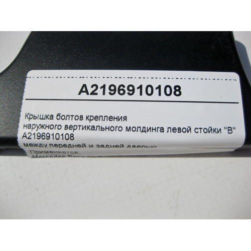 Mercedes-Benz A2196910108 Крышка болтов крепления наружного вертикального молдинга левой стойки "B" CLS C219