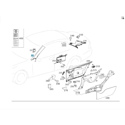 Mercedes-Benz A2096900125 7F91 Обшивка стойки "А" слева серая CLK Coupe C209