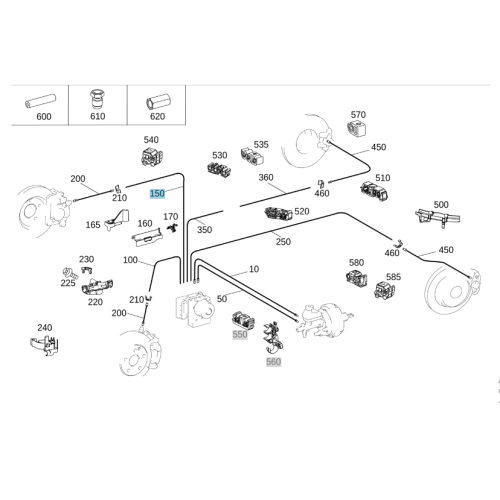Mercedes-Benz A1664208426 Тормозная трубка от блока ABS к переднему правому колесу ML/GLE W166 GL/GLS X166 GLE Coupe C292