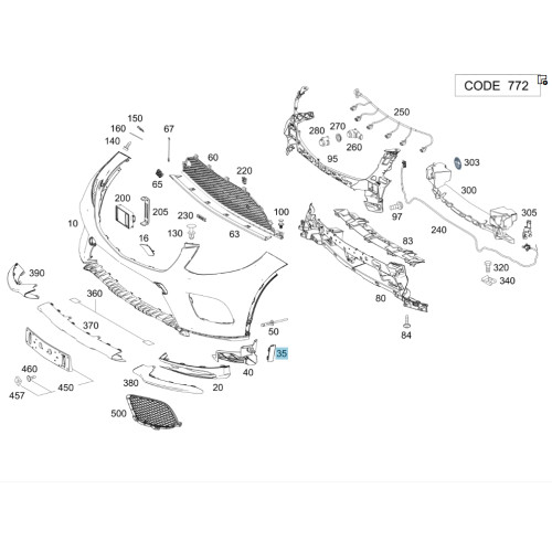 Mercedes-Benz A2928851600 Накладка переднего бампера, продолжение расширителя арки справа GLE Coupe C292