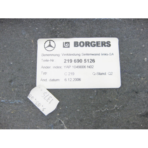 Mercedes-Benz A2196905126 9F08 Обшивка багажника левая CLS C219