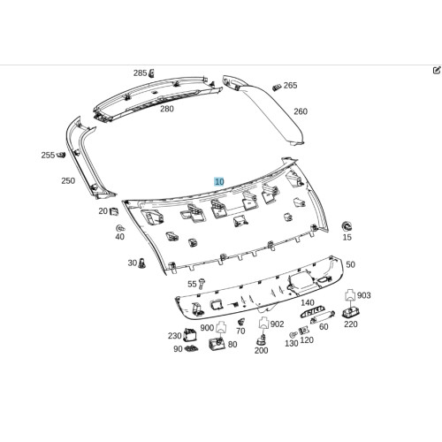 Mercedes-Benz A2927400070 9051 Облицовка двери багажника черная GLE Coupe C292