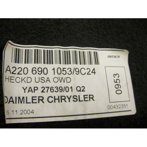 Mercedes-Benz A2206901053 9C24 Обшивка крышки багажника антрацит S-Class W220 USA