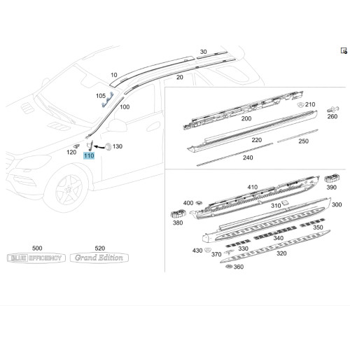 Mercedes-Benz A1666900307 Левая накладка пластика стеклоотчистителей ML/GLE W166 GLE Coupe C292