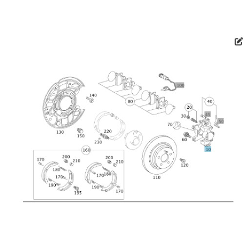 Mercedes-Benz A0034239798 Brake Caliper Rear Right C-Class W203 CLK C208 C209