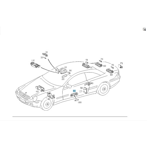 Mercedes-Benz A2208200401 Плафон карты двери CL C215 S-class short W220 S-class long V220 SL R230