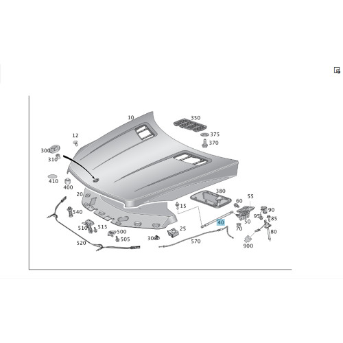 Mercedes-Benz A1669802364 Right hood stop ML GLE W166 C292 GL GLS X166 ML/GLE W166 GLE Coupe C292 GL/GLS X166