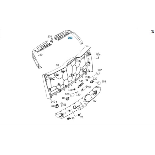 Mercedes-Benz A1667404000 9051 Накладка крышки багажника внутренняя правая верхняя черная GL/GLS X166