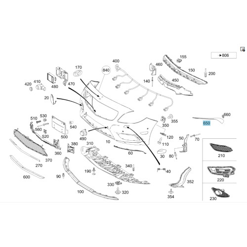 Mercedes-Benz A1178851825 Side spoiler bumper right CLA C117 CLA Shooting Brake X117