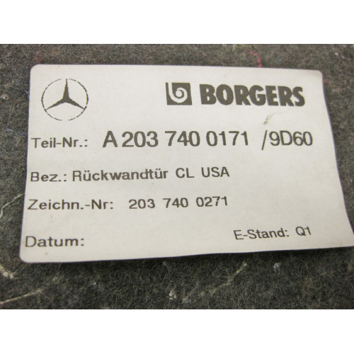 Mercedes-Benz A2037400171 9D60 Обшивка крышки багажника чёрная C-Class W203 USA