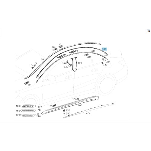 Mercedes-Benz A1176730421 Уплотнитель молдинга над дверьми справа CLA C117