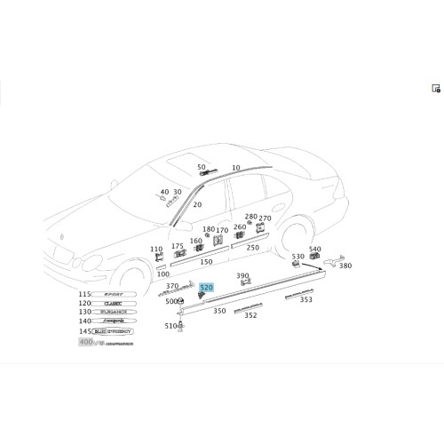 Mercedes-Benz A2119880178 Крепление накладки порога E-class W211 E-class S211