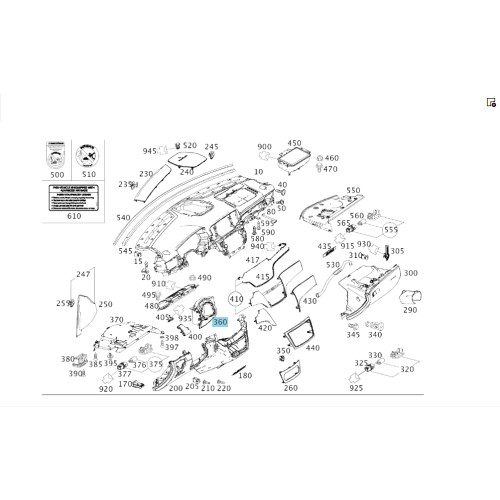 Mercedes-Benz A1666806907 9051 Обшивка рулевой колонки ML/GLE W166 GLE Coupe C292 GL/GLS X166