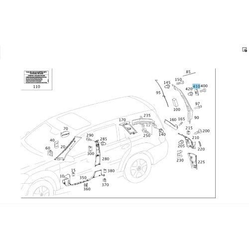 Mercedes-Benz A1647430529 Накладка левого упора двери багажника GL X164