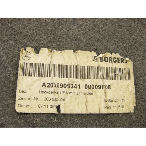 Mercedes-Benz A2036905341 9F08 Обшивка крышки багажника чёрная C-Class W203