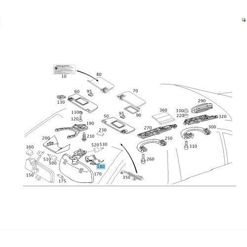 Mercedes-Benz A2118110107 7D43 Накладка ножки салонного зеркала серая E-class W211 E-class S211