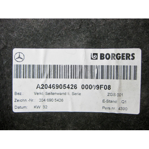 Mercedes-Benz A2046905426 9F08 Обшивка багажника левая черная C-Class W204