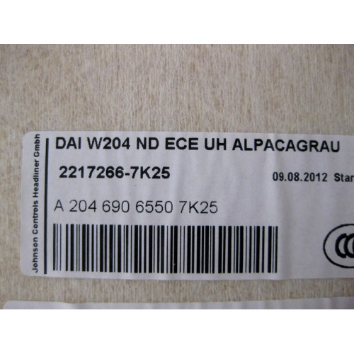 Mercedes-Benz A2046906550 7K25 Серая обшивка потолка C-Class W204