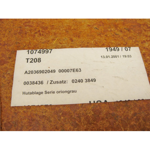Mercedes-Benz A2036902049 7E63 Задняя полка серая C-class W203