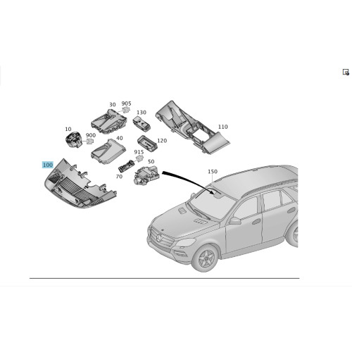 Mercedes-Benz A1668212036 9051 Накладка на лобовое стекло под датчик дождя и камеры ML/GLE W166 GL/GLS X166 GLE Co
