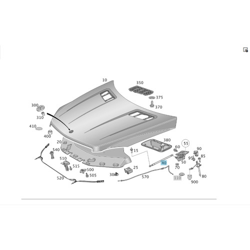 Mercedes-Benz A1669802464 Left hood stop ML/GLE W166 GLE Coupe C292 GL/GLS X166
