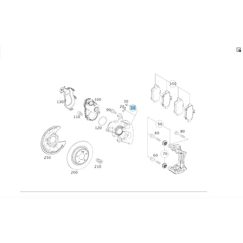 Mercedes-Benz A0004232481 Супорт задній правий у зборі зі скобою