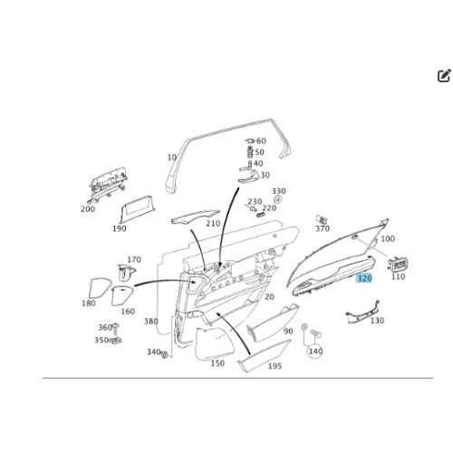 Mercedes-Benz A2117300428 9C09 Внутренняя ручка - подлокотник задней правой двери цвет антрацит E-class W211 E-class S211