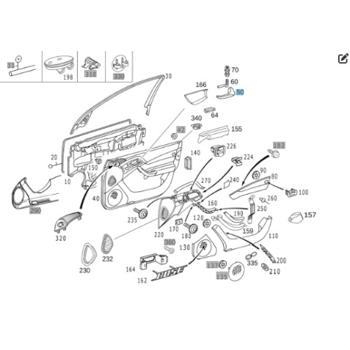 Mercedes-Benz A2207660124 Внутренняя ручка открытия левой двери до рестайлинг S-class short W220 S-class long V220