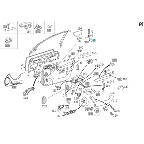 Mercedes-Benz A2207660324 Внутренняя ручка открытия левой двери рестайлинг S-class short W220 S-class long V220