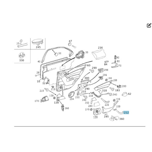 Mercedes-Benz A2208102854 1A55 Внутренняя ручка закрытия задней правой двери бежевая S-class long V220