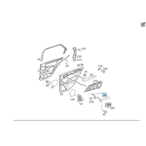 Mercedes-Benz A2038100251 7213 Внутренняя ручка закрытия задней правой двери серая C-class W203 C-class S203