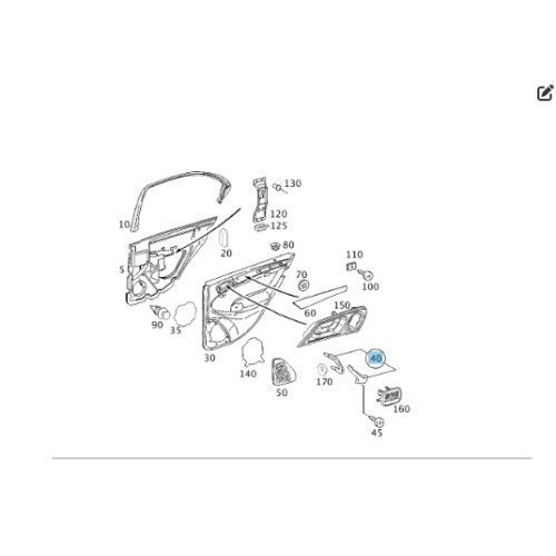 Mercedes-Benz A2038101851 7213 Основа внутренней ручки закрытия задней правой двери серая без крышки C-class W203 C-class S203