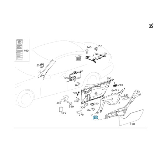 Mercedes-Benz A2096908025 9D11 Нижняя правая боковая обшивка пространства заднего пассажира цвет "антрацит" CLK Coupe C209