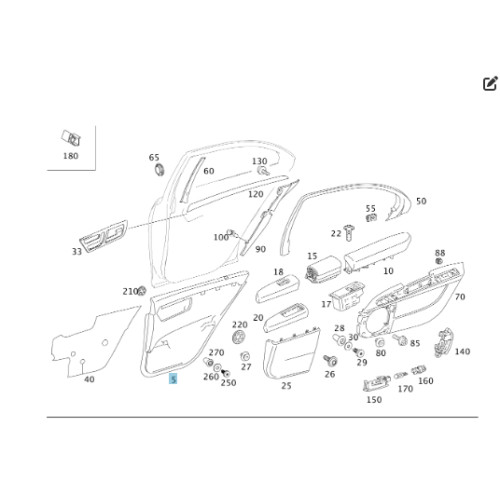 Mercedes-Benz A2217302479 8L74 Карта задней правой двери черно - бежевая S-class long V221