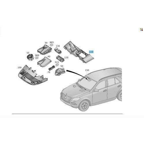 Mercedes-Benz A1668212236 9051 Накладка на лобовое стекло под датчик дождя и камеры ML/GLE W166 GL/GLS X166 GLE Co