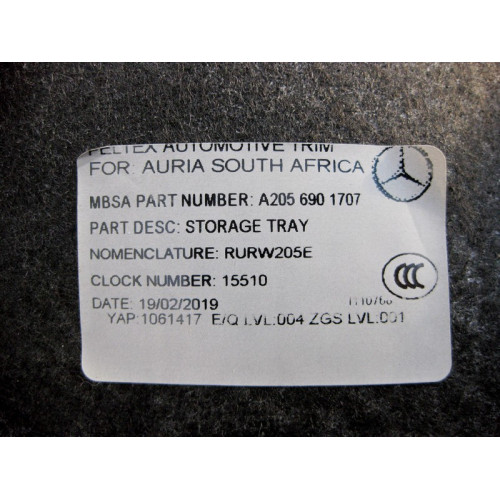 Mercedes-Benz A2056901707 9F08 Обшивка ниши багажника чёрная C-Class W205