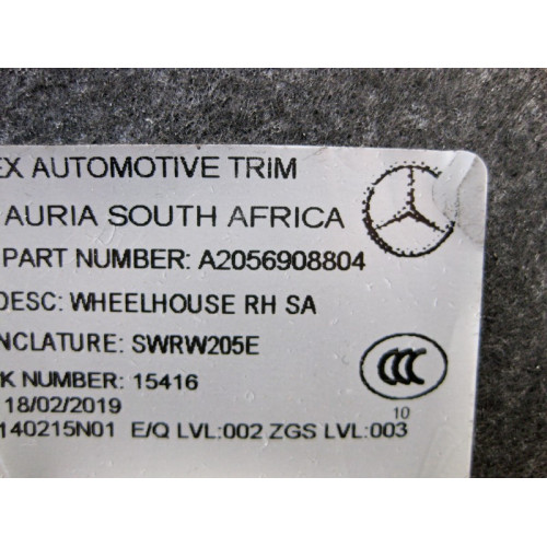 Mercedes-Benz A2056908804 9F08 Обшивка багажника правая чёрная C-Class W205