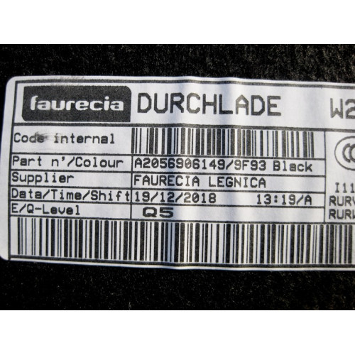 Mercedes-Benz A2056906149 9F93 Rear shelf trim black C-Class W205